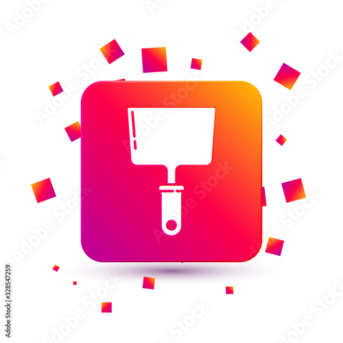 White Putty knife icon isolated on white background. Spatula repair tool. Spackling or paint instruments. Square color button. Vector Illustration