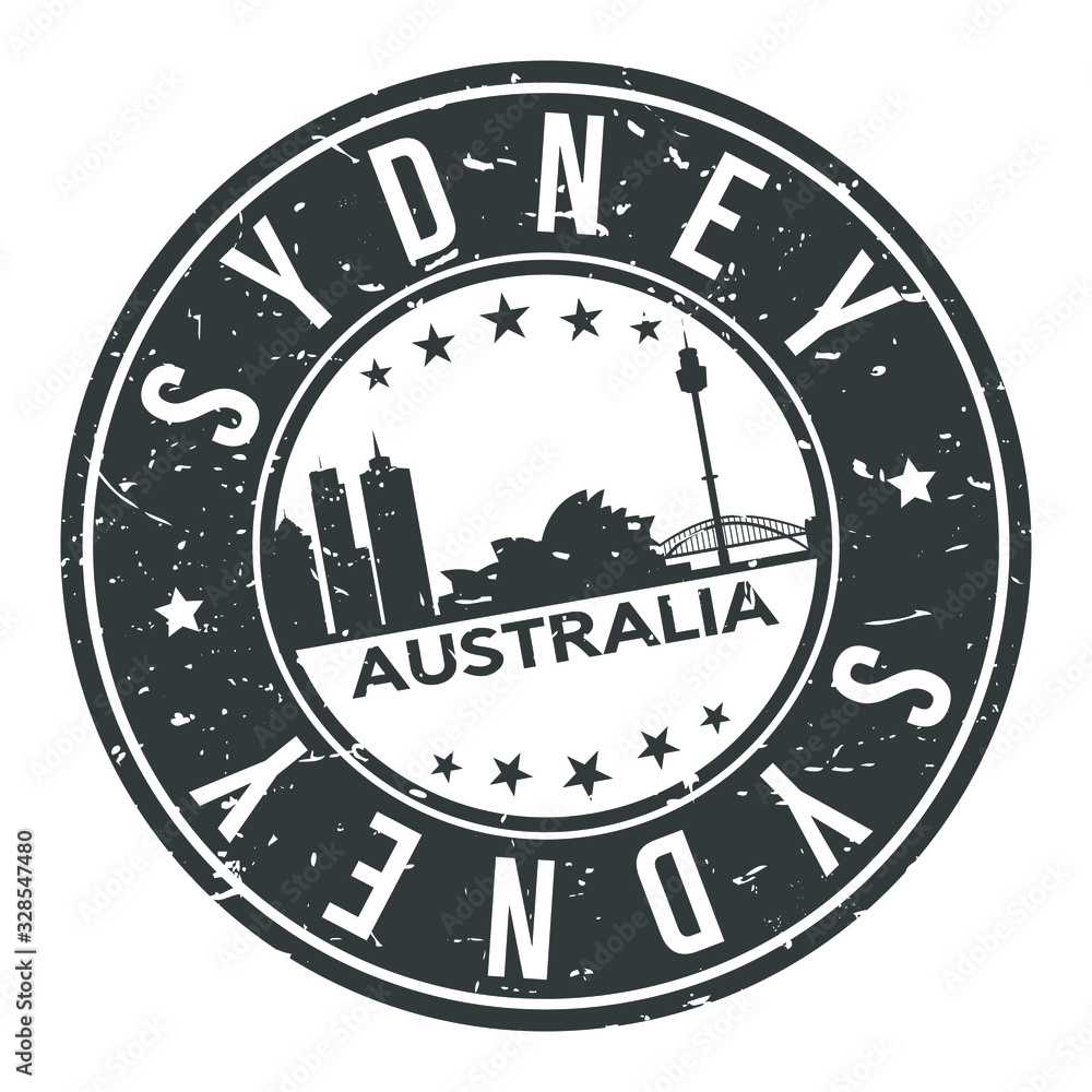 Sydney Australia USA Stamp. Logo Icon Symbol Design Skyline City Vector. Sydney Australia USA Stamp. Logo Icon Symbol Design Skyline City Vector.