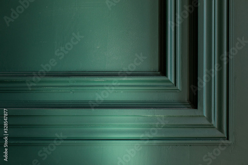 Canvastavla Redecoration of apartment, Finishing Works - Fragment Of Classic Green Walls With Installed Wall Panels, Decorated With Moldings