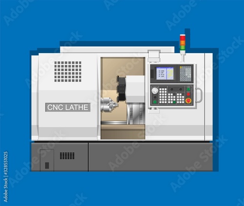 CNC lathe Machine mechanism workshop technology button center knob key axis test tool PLC drill steel gear line setup heavy turret metal motor chuck clamp cutter display monitor setting remote operate