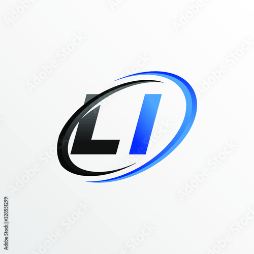 Initial Letters LI Logo with Circle Swoosh Element