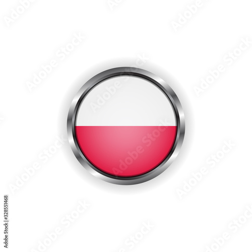 Abstract button with stylish metallic frame. Poland flag vector illustration Free Download Abstract button with stylish metallic frame. Poland flag vector illustration - GFXLoad