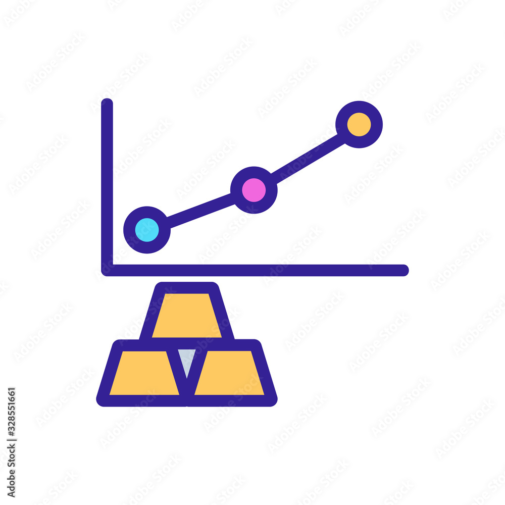Gold chart icon vector. Thin line sign. Isolated contour symbol illustration