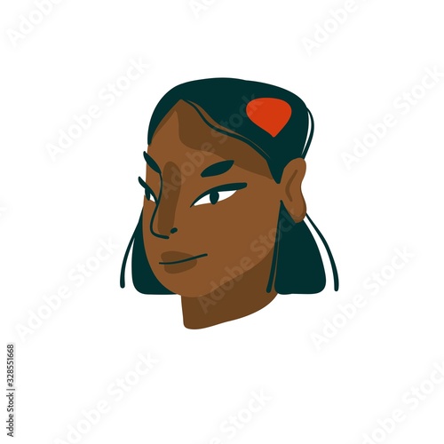 Hand drawn vector abstract cartoon modern graphic black girl character illustration art isolated on white background