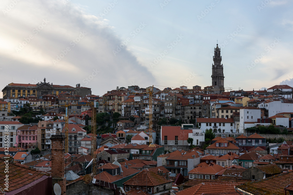 Viewpoint to Clerigos tower, city of Porto