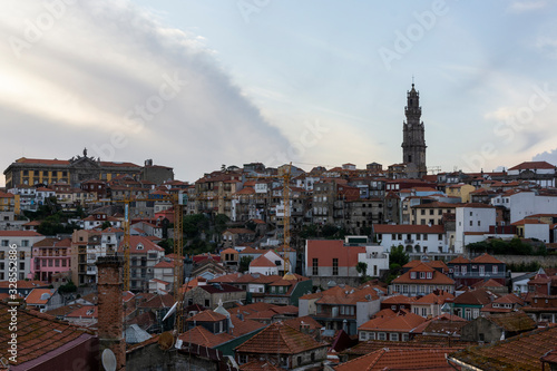 Viewpoint to Clerigos tower, city of Porto