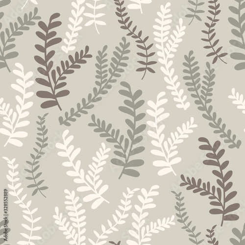 Cute floral seamless pattern. Vector background with flowers and leaves.