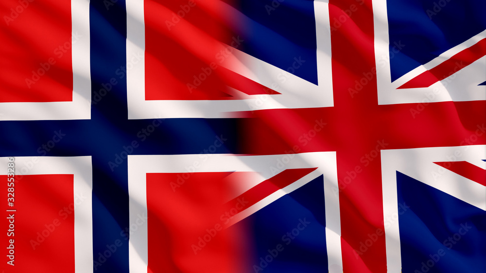 Fototapeta premium Waving UK and Norway Flags