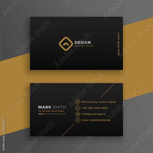 elegant black dark business card design template