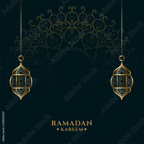 ramadan kareem islamic golden lantern background design