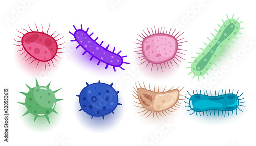 different shape of virus or parasitic bacteria background