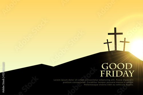 good friday cross signs with sun light flare