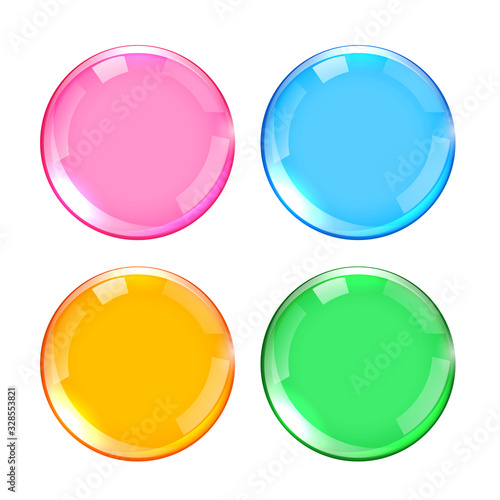 four colors shiny glossy buttons set design