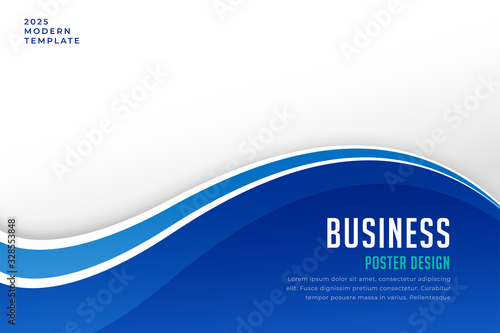 business brochure presentation template in blue wave style