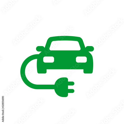 Electric car icon. Charging station concept. Vector illustration. Isolated pictogram on white background.