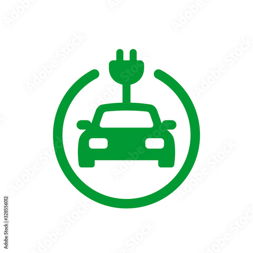 Electric car icon. Charging station concept. Vector illustration. Isolated pictogram on white background.