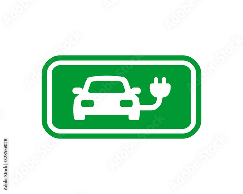 Electric car icon. Charging station concept. Vector illustration. Isolated pictogram on white background.