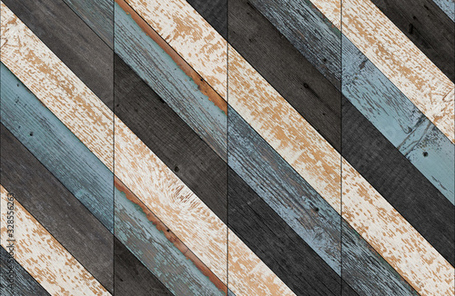 Wooden planks texture for background. Aged wooden wall with striped pattern made of shabby boards. 