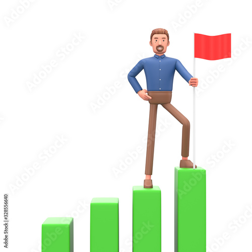 3d business manConcept of financial growth. Dashboard with the analysis of finance.3d illustrate. photo