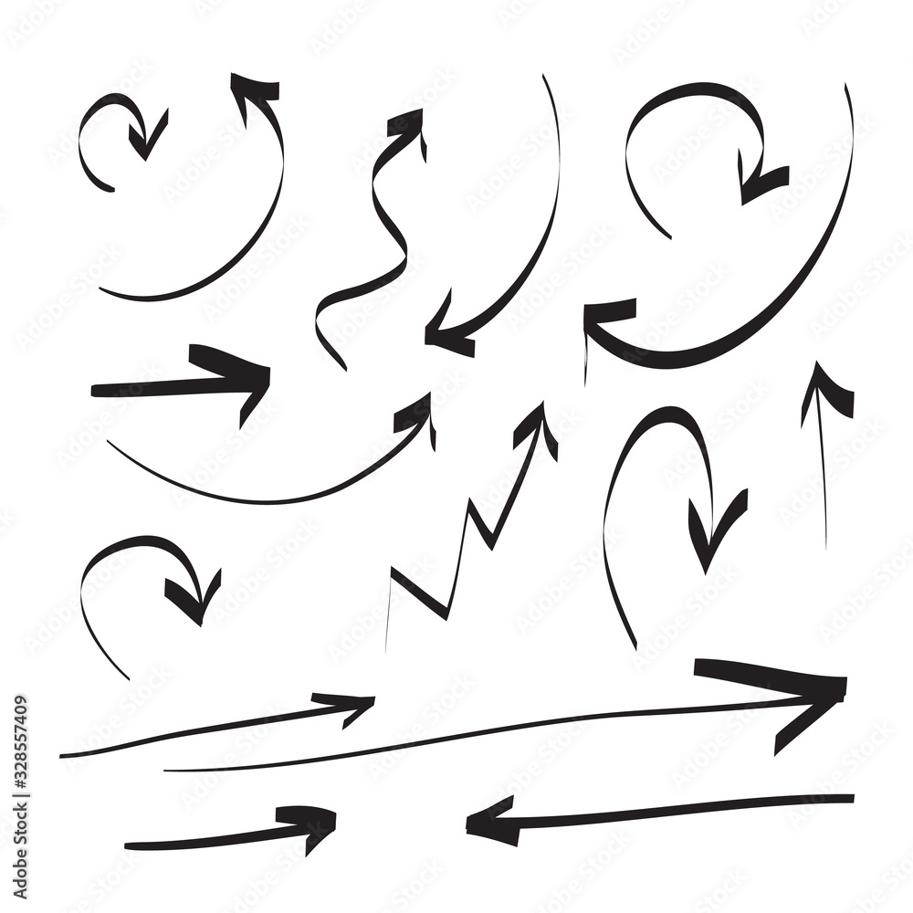 Fototapeta premium Arrows icons vector hand drawn editable set