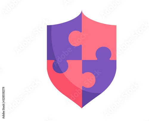 shield protection jigsaw puzzle vector