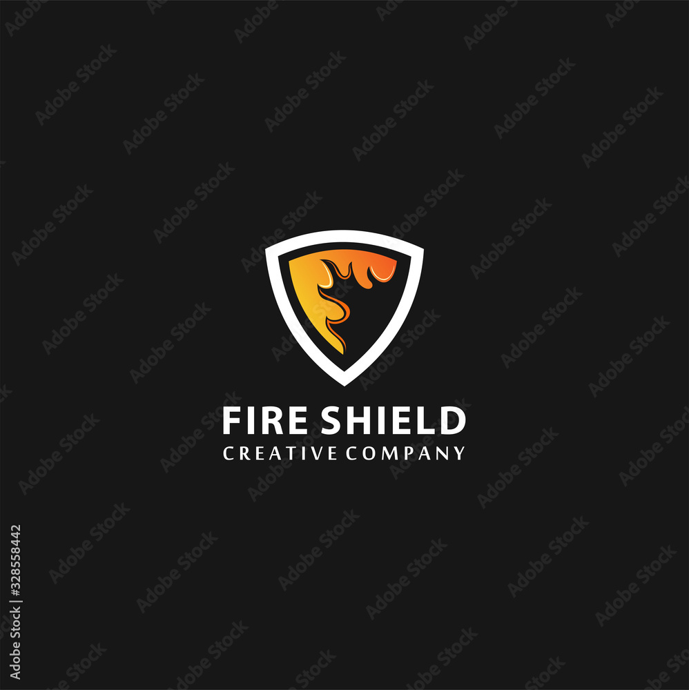 Shield Fire Logo Design Element, security logo ,vector, logo design inspiration