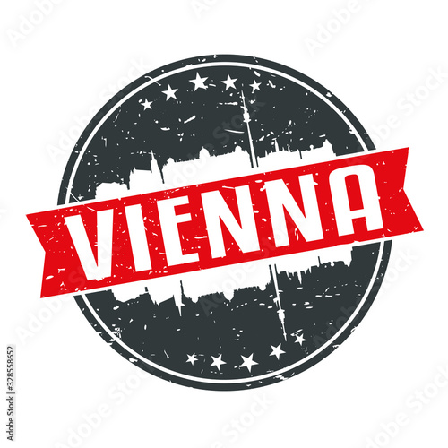 Photography Vienna Austria Round Travel Stamp Icon Skyline City Design