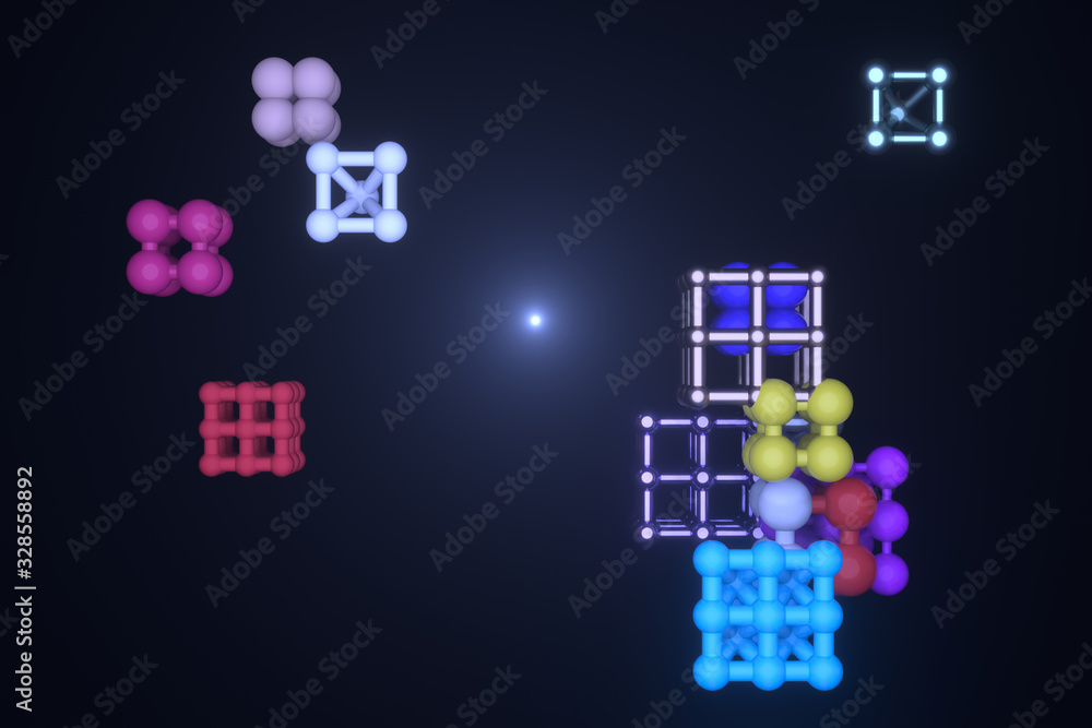 Inter-locked sphere, molecule style for design texture, background. 3D render. Inter-locked sphere, molecule style for design texture, background. 3D render.