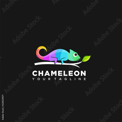 Chameleon Colorful Logo Symbol Design Illustration