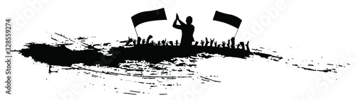 Large crowd of many people flag together in party  Vector illustration