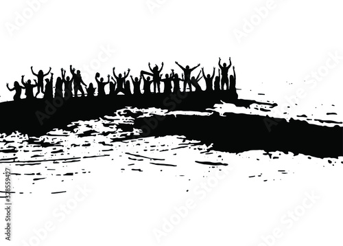 Large crowd of many people together in party Vector illustration