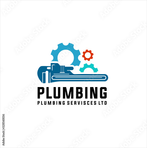 Plumbing service logo design - modern logo - plumbing industrial home service with wrench element