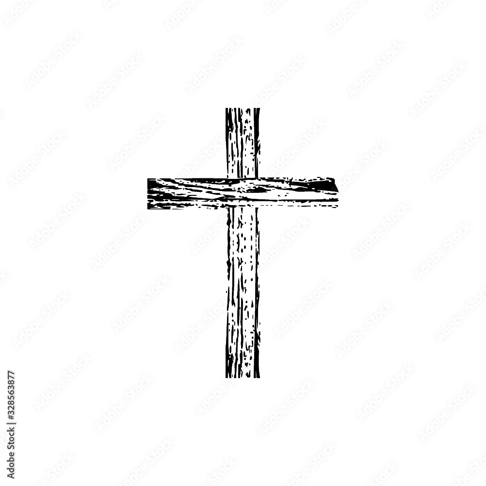 Wooden cross isolated on white background