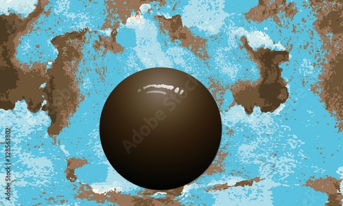 Billes plastique vinyle Marron fond d'encre Turquoise