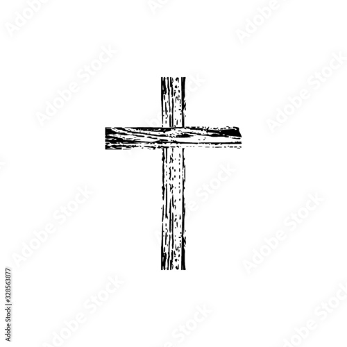 Wooden cross isolated on white background
