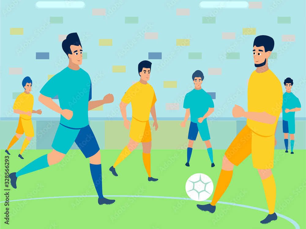 Fototapeta premium Football championship. In minimalist style. Cartoon flat vector