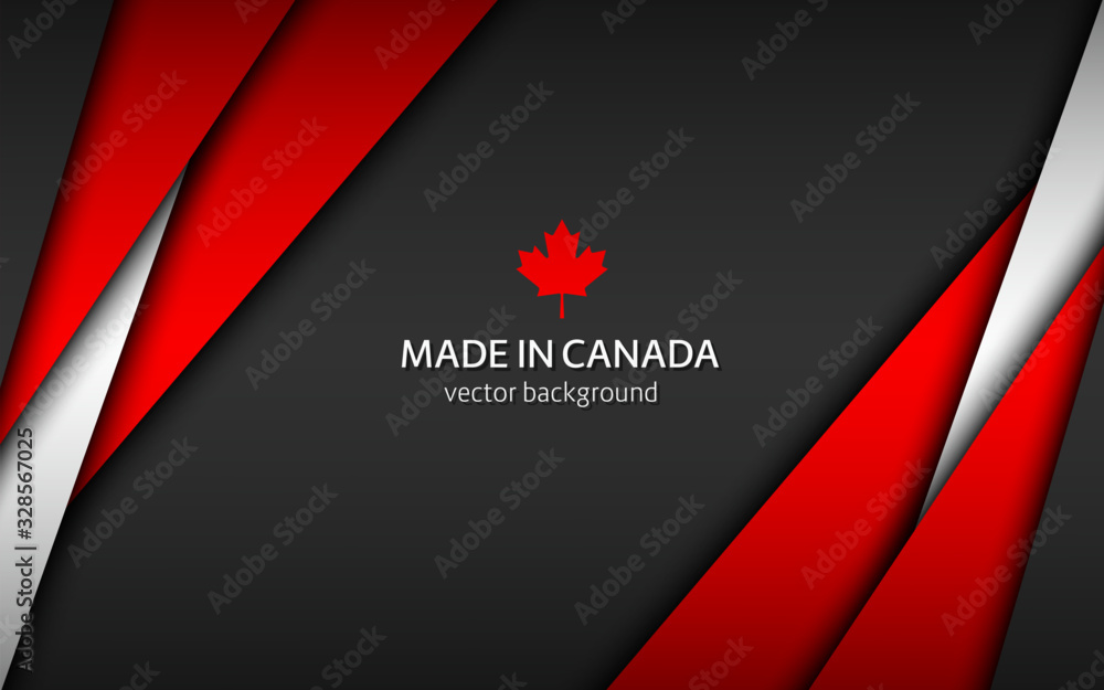 Made in Canada, modern vector background with Canadian colors, overlayed sheets of paper in Canadian colors, abstract widescreen background