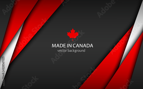 Made in Canada, modern vector background with Canadian colors, overlayed sheets of paper in Canadian colors, abstract widescreen background
