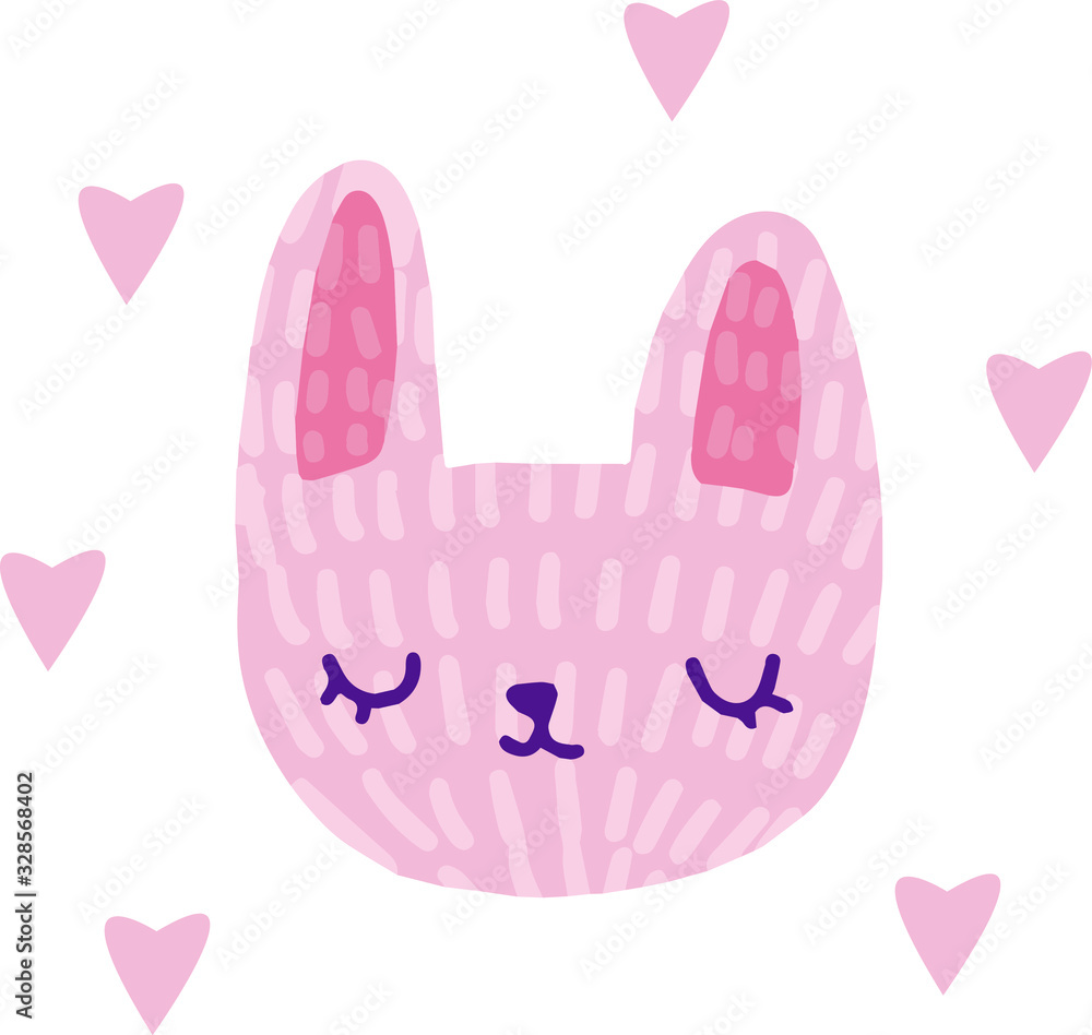 Fototapeta premium cute pink rabbit with hearts