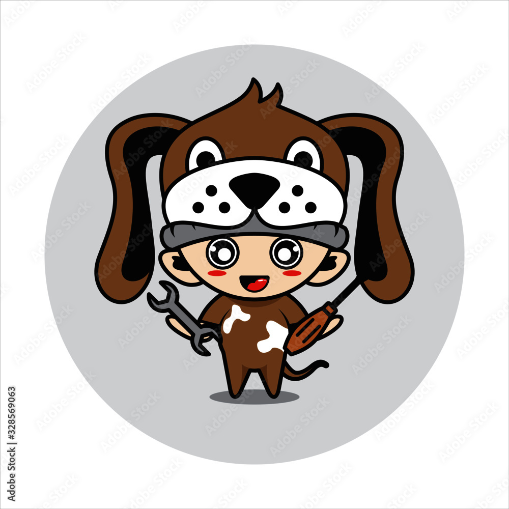Fototapeta premium Dog mascot cute character s activity illustration