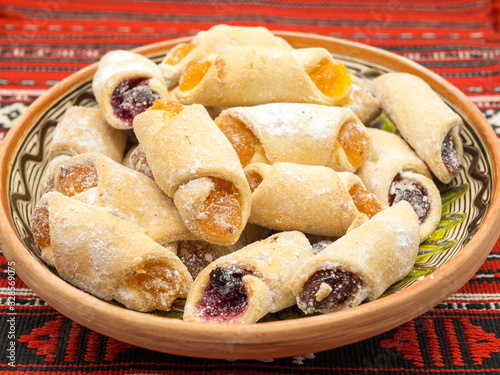 фотографія traditional romanian festive dessert dumplings filled with assorted turkish deli