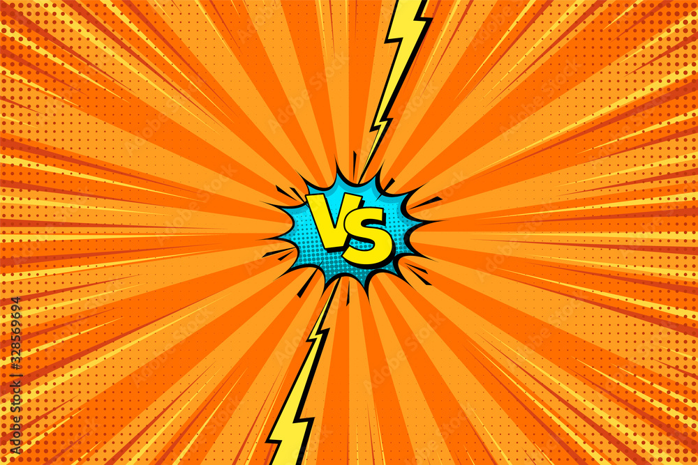 Cartoon comic background. Fight versus. Comics book colorful ...