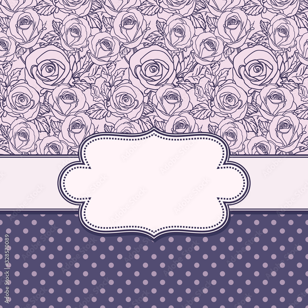 Vector old school frame with roses and text place Vector old school frame with roses and text place