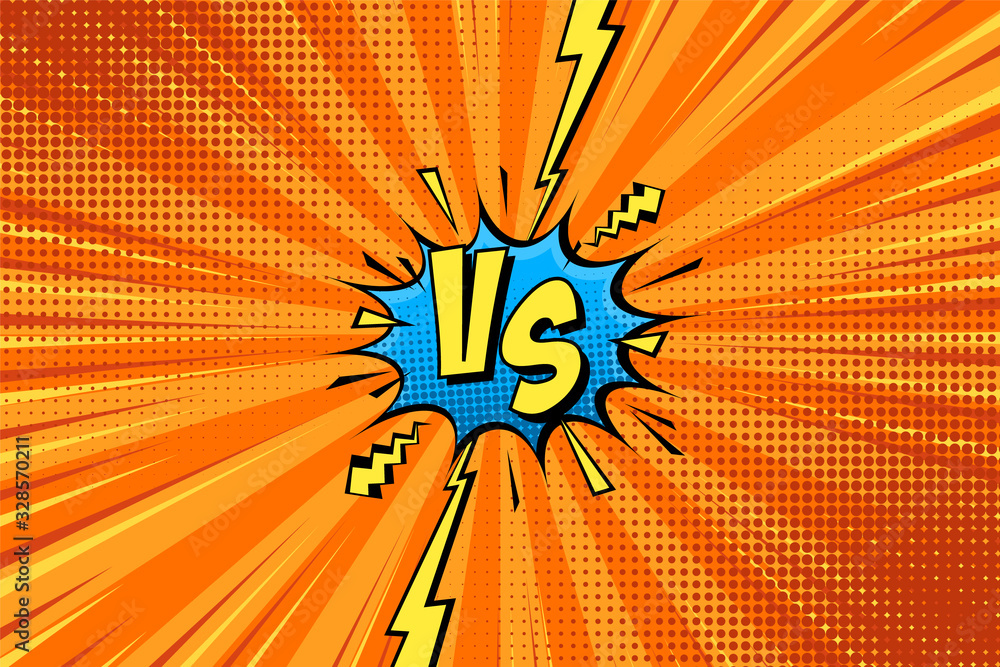 Cartoon comic background. Fight versus. Comics book colorful ...