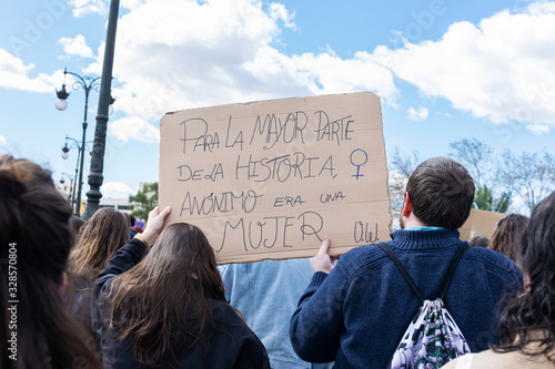 Banner in feminist demonstration for women's day in Valencia.