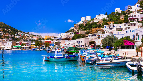 Fototapeta Naklejka Na Ścianę i Meble -  Beautiful colorful Greece - treaditional fishing village Panteli in Leros island