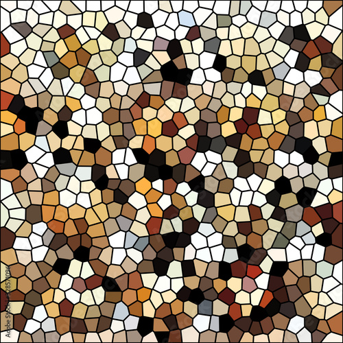 Illustration of a colorful mosaic of polyhedral figures