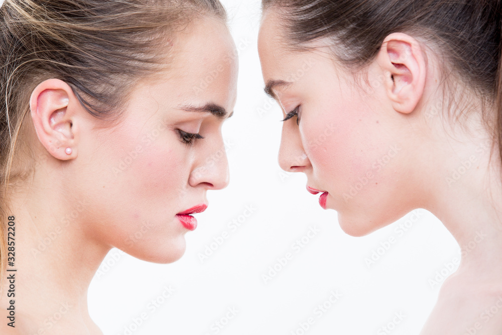 Portrait of beautiful women on white background Portrait of beautiful women on white background