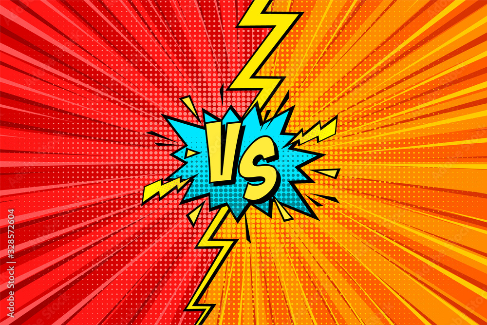 Cartoon comic background. Fight versus. Comics book colorful ...