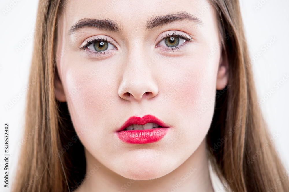 Portrait of beautiful woman on white background Portrait of beautiful woman on white background